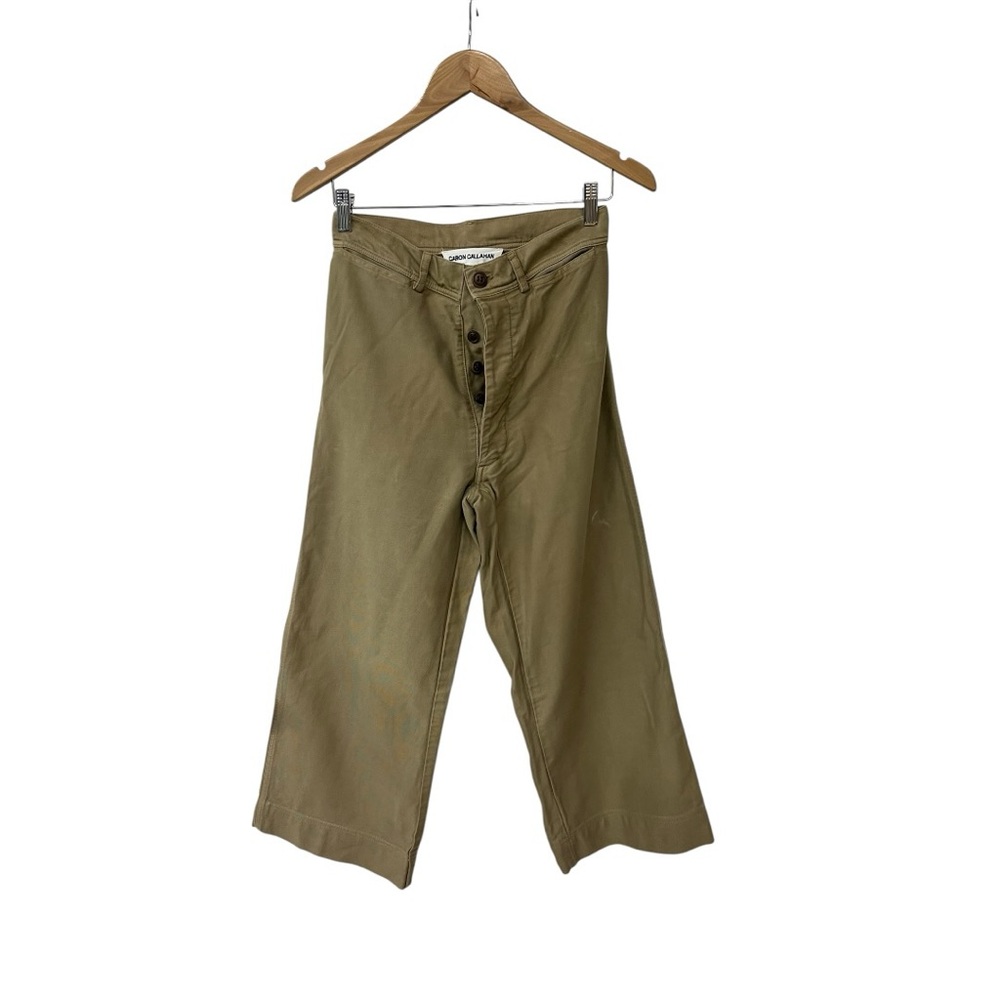Caron Callahan Women’s Beige High Waisted Wide Leg Cropped Pants 2